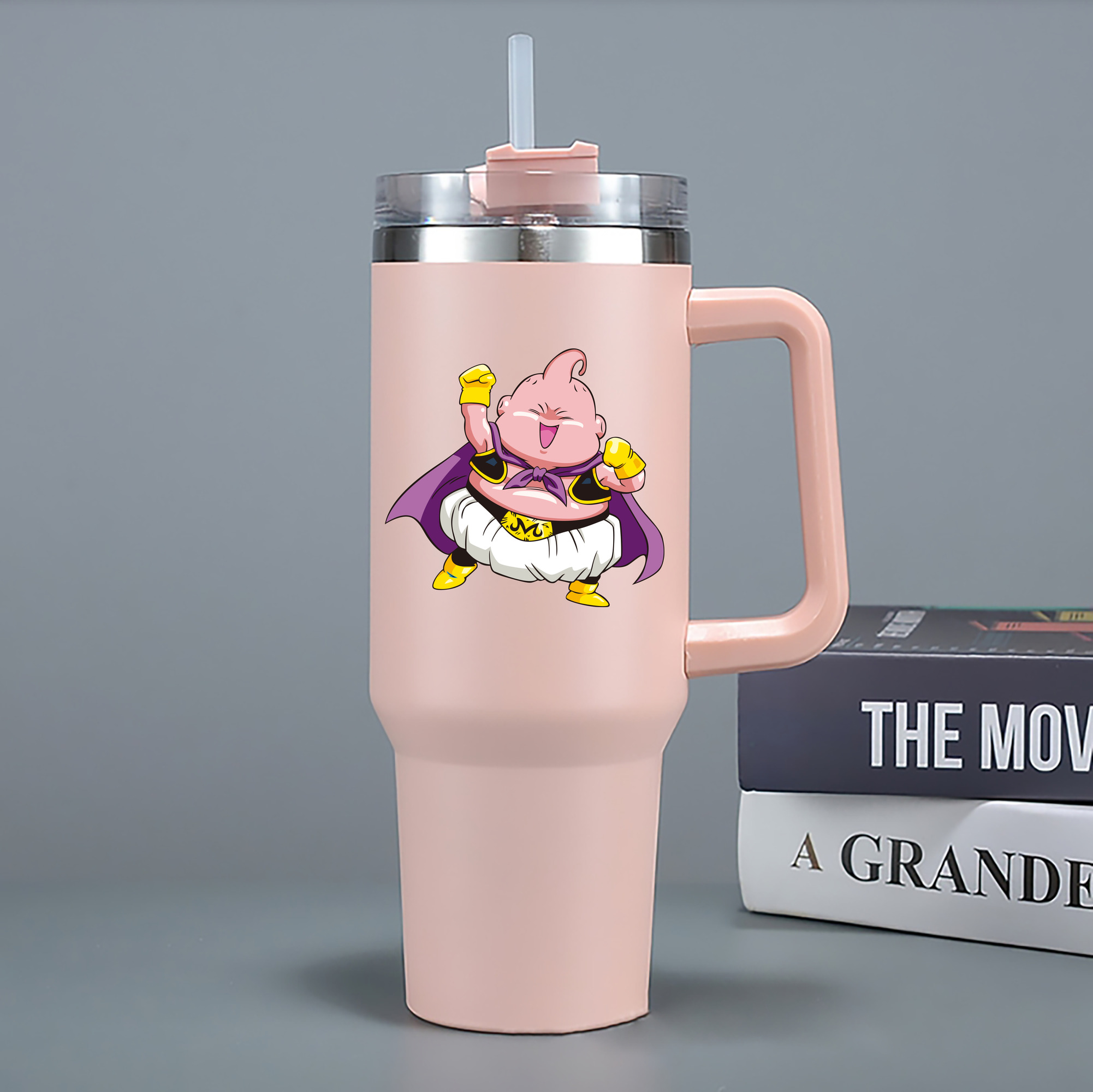 （画像用） ドラゴンボール 魔人ブウ DRAGON BALL Majin Buu 1200mL車用タンブラー - クリスタルステッカー（プラスチックストロー付き）